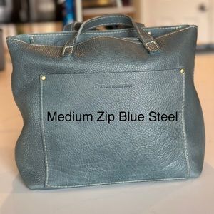 Portland Leather Goods Unicorn Blue Steel Medium Zip CB